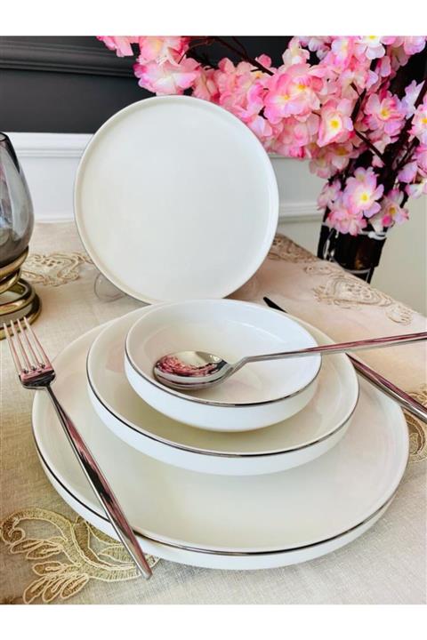 Pink&More Modern Platin Yemek Takımı 6 Kişilik 24 Parça