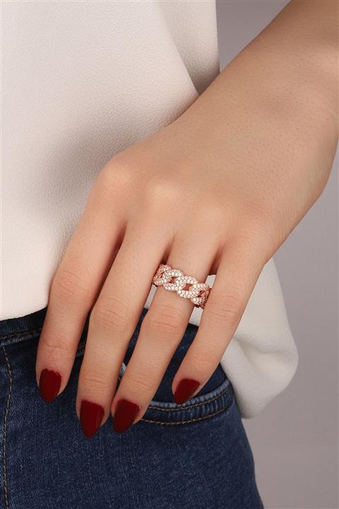 Mistik Silver Gurmet Zincir Modeli Taşlı Gümüş Yüzük