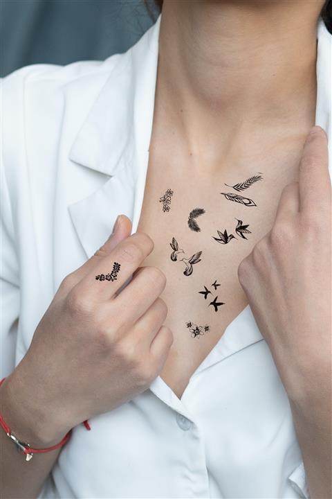 TAKIŞTIR Geçici Karışık Kuş Mini Dövme Tattoo