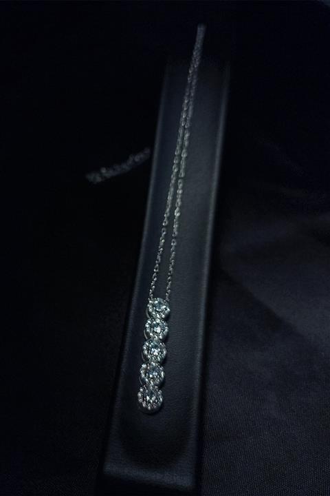 Wena Jewelry 925 Ayar Gümüş Su Baget 4 Sıralı Taşlı Kolye