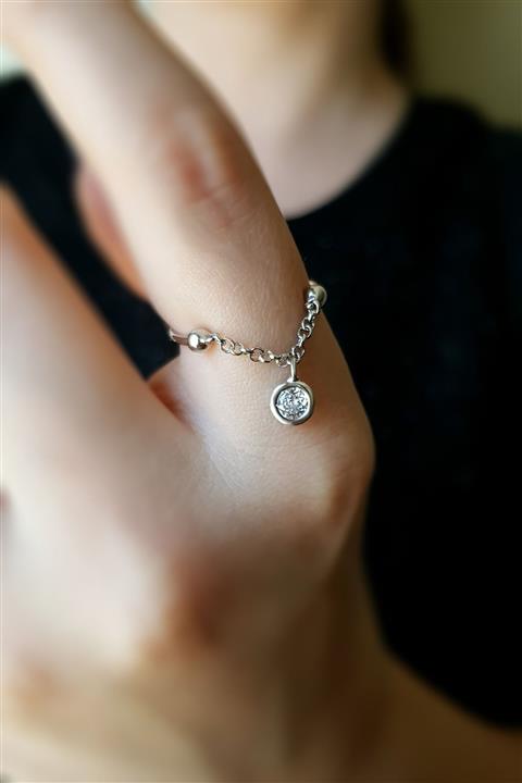 Parmas Design Kadın Sallantılı Ayarlanabilir Zirkon Gümüş Yüzük