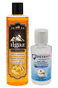 ILGAZ Bodrum Mandalina Kolonyası 400 ml Meyve Kokulu + Devanit 50 ml Dezenfektan+ Jel Pürel