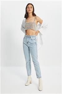 TRENDYOLMİLLA Mavi Yüksek Bel Mom Jeans TWOAW22JE0636