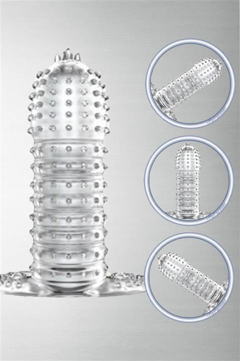 Plus MyPartner Extra Boğumlu Tırtıklı Şeffaf Uyarıcılı Prezervatif Penis Kılıfı