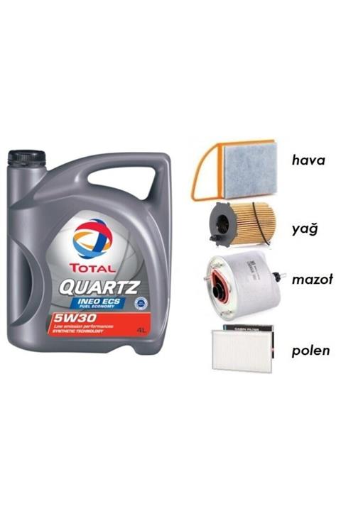 TOTAL 5w30 Partikül Yağ + Filtre Ful Set Peugeot 301 1.6 Dizel