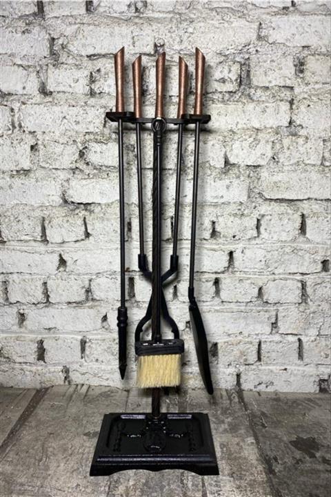 FERBA Ruj Başlıklı Antik Bakır Fransız Şömine Maşa Takımı