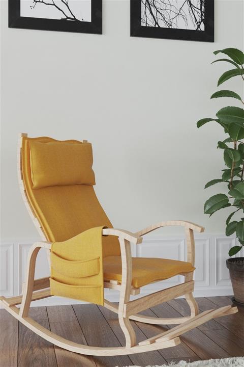 Mobildeco Sultan Ahşap Sarı Sallanan Sandalye