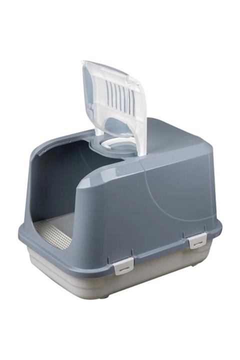 Pet Pretty Gri Xxl Büyük Kapalı Kedi Tuvaleti, Koku Filtreli,paspas,kürek Hediyeli!!