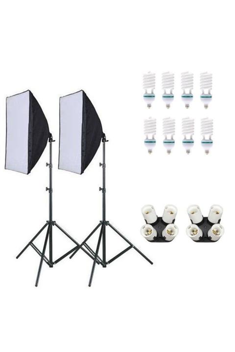 HLYPRO 50x70 Softbox Sürekli Işık Seti 2' Li Set +8 Ampul Dahil