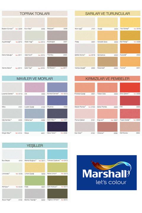 Marshall Silikonlu Özel Mat 2,5 Lt Nane Limon Rengi (makinada Renklendirilir).