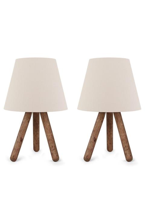 Art&Gift North Home Ahşap Ayaklı Abajur Kumaş Başlık 2 ' Li