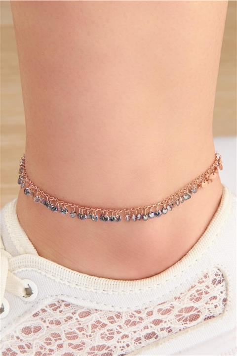 Tmt Silver Gümüş Rose Mistik Topaz Taşlı Ve Yuvarlak Pullu Halhal