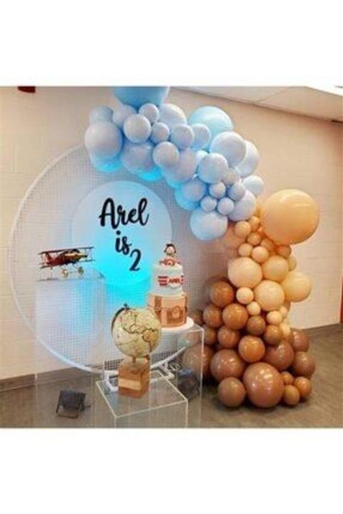 tmgrup 60 Adet Balon Karamel Somon Mavi Balon Renkleri Balon Zincir