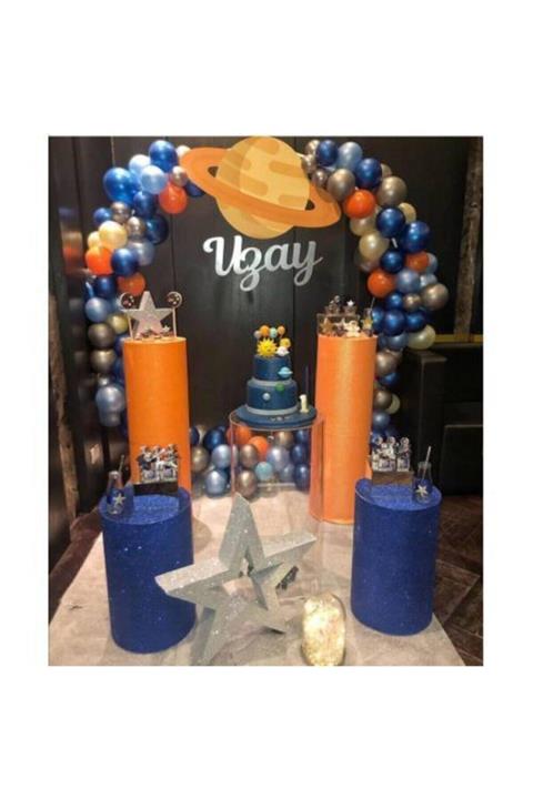 MAVİ PARTY Uzay Balon Uzay Temalı Balon Zincir Set Uzay Konsept Parti Balon 60 Adet