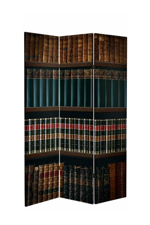 StellaStore Bookshel Library 3 Kanatlı Oda Bölücü Çift Taraflı Kanvas Paravan