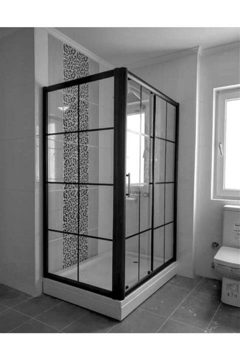 ÖZELDUS Ozeldus Panolu 1 Sabit 1 Kayar 5 Mm Siyah Şerit Cam Siyah Profil Teknesiz