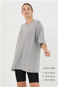 snow basic Gri Basic Oversize T-shirt