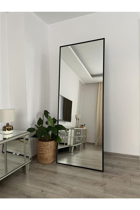 Effe Yapı Dekorasyon Siyah Metal Çerçeveli 180x70 Cm Ayaklı Boy Aynası