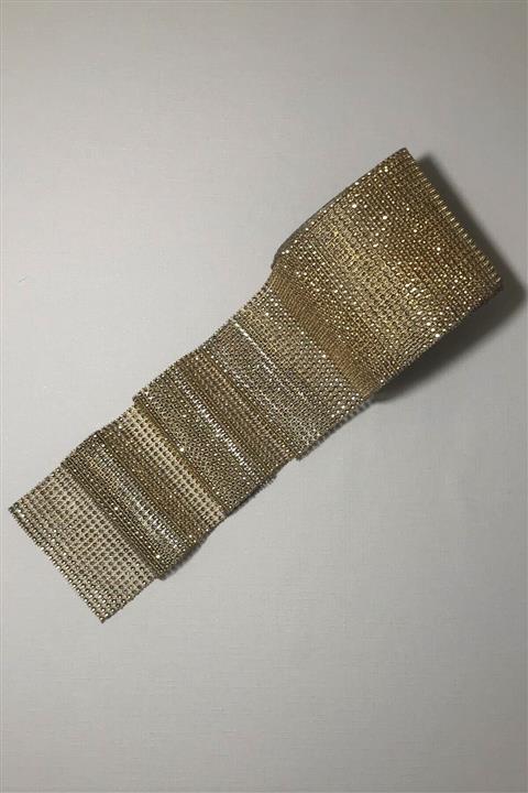 BERRİNMİLLA 24 Sıra Taşlı Gold Dekoratif Şerit ( 1 Mt )