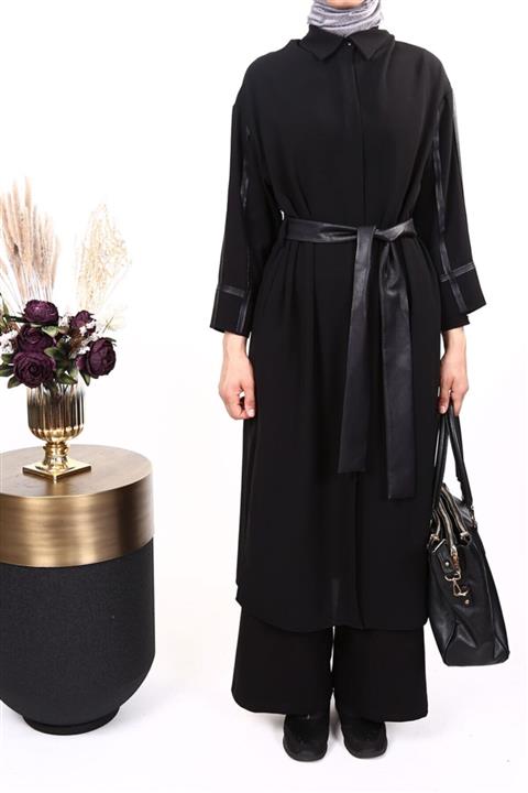 Micca Deri Görünümlü Kap - Siyah