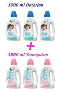 Uni Baby Sıvı Bebek Deterjanı Mavi 1500 ml 3'lü Yumuşatıcı Pembe 1500 ml 3'lü