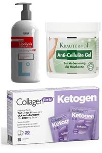 Krauterhof Lipolysis Cold Lipoliz Jel 250 ml  Anti Selulit Jel 250 ml Collagen Forte Ketogen 20 Şase