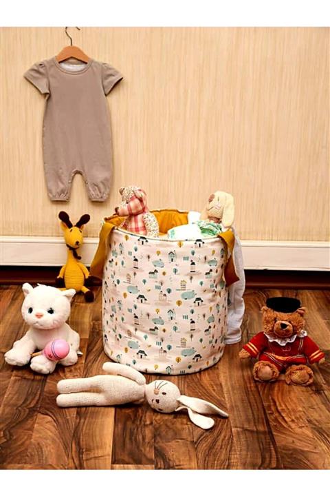 ROLLING SANDY KIDS Ev Desenli Oyuncak Ve Çamaşır Sepeti