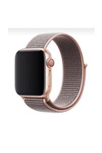 Mahzen Apple Watch 1-2-3-4-5 Serisi Uyumlu Kahverengi Rose Gold Loop Kordon