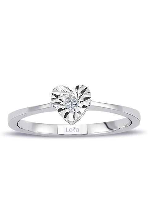 Lova Kadın Beyaz Pırlanta Kalp Tektaş Yüzük