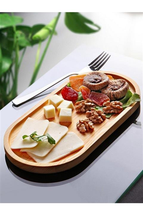 Kitchen Pembelia 26 Cm Doğal Ahşap Sunum Tabağı&yağdanlık Altlık