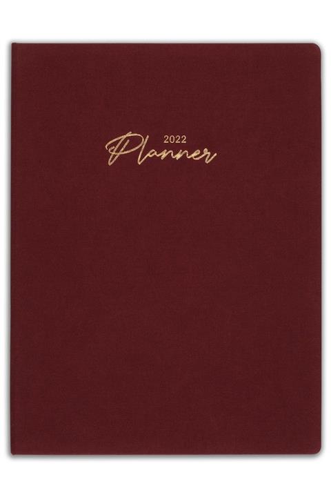 Matt Notebook 2022 Yılı 20x27 Cm Keten Haftalık Planlayıcı Bordo