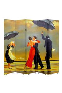 StellaStore Jack Vettriano 5 Kanatlı Oda Bölücü Çift Taraflı Kanvas Paravan