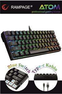 Rampage Blue Switch Kb-rx63 Atom Siyah Type-c Rgb Backlight Mekanik Gaming Oyuncu Klavyesi