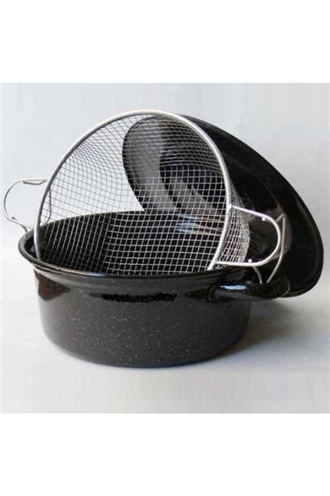 İndiriminVar 2 Adet Fritöz Tencere Patates Kızartma Tenceresi Süzgeç Sepetli