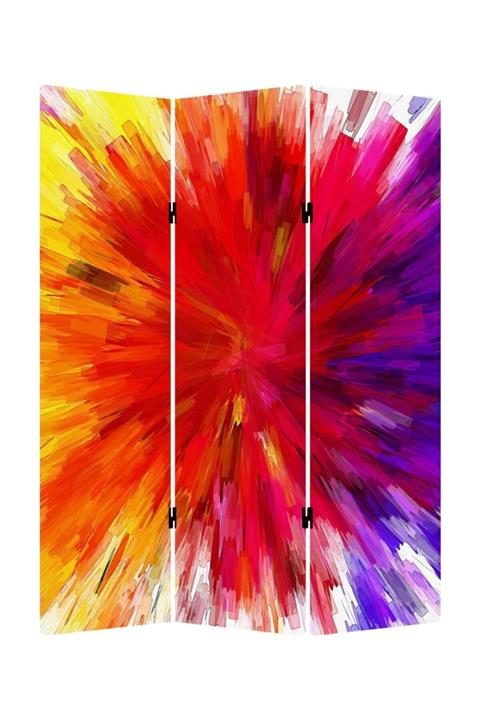 StellaStore Boyalar 3 Kanatlı Oda Bölücü Çift Taraflı Kanvas Paravan