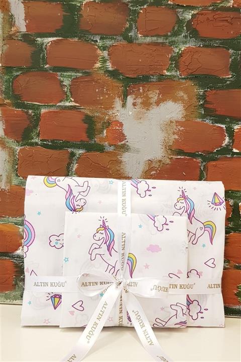 Altın Kuğu Çarşaf Yastık Seti Tek Kişilik- Unicorn