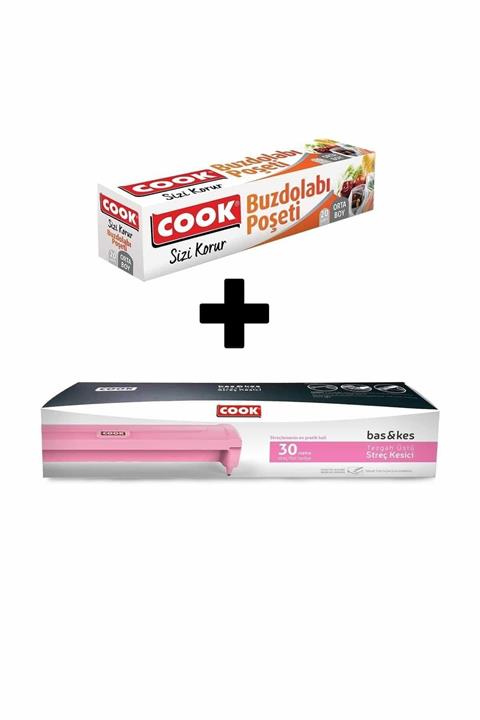 COOK Buzdolabı Poşeti Hediyeli Pembe Bas Kes Streç Film