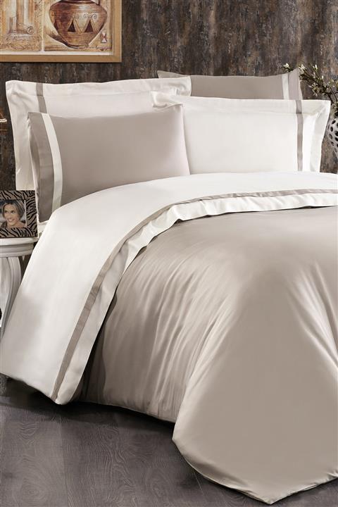 Nazik Home Elite Pamuk Saten King Size (BÜYÜK BOY) Nevresim Takımı Vizon-krem