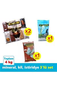 Vixpet Güvercin Mineral Seti 3 Çeşit 4 Kg (mineral 2 Kg + Kil 1 Kg + Istiridye 1 Kg))