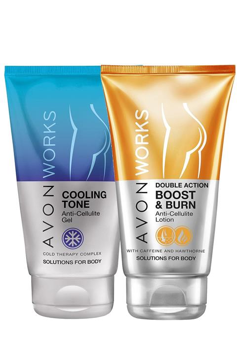 AVON Work Anti Cooling Tone Selülit Jel Ve Selülitli Bölgeler Için Çift Etkili Losyon Paketi