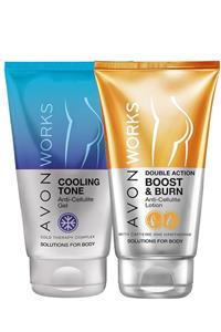 AVON Work Anti Cooling Tone Selülit Jel Ve Selülitli Bölgeler Için Çift Etkili Losyon Paketi