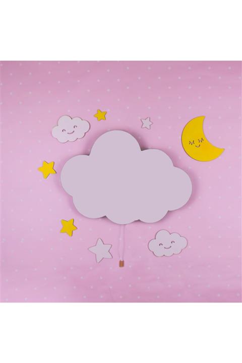 woodcas Çocuk Odası Dekoratif Bulut Gece Lambası Seti, Led Aydınlatma.