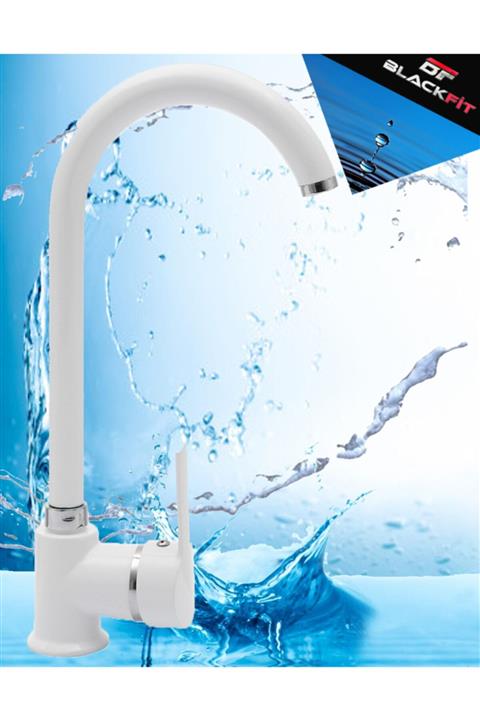 BlackFit Çift Su Girişli Pirinç Lüks Beyaz Lavabo Bataryası Eviye Bataryası Banyo Bataryası