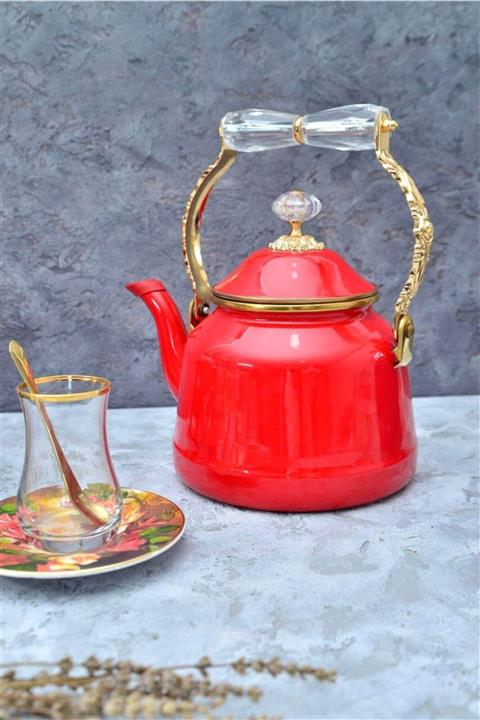 Miss Betty Vintage Emaye Demlik  Kırmızı