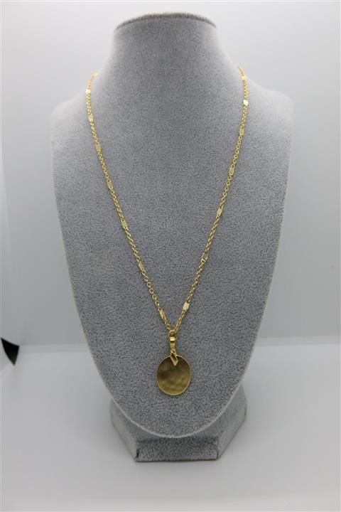 AB Shop Kadın Altın Madalyon Altın Kaplama Çelik Kolye Küpe Kombin Set