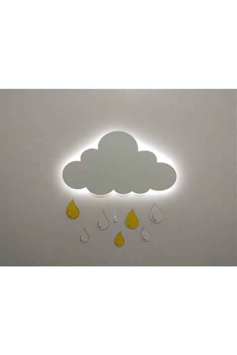 fabrikahşap Işıklı Isimli Bulut Ahşap Gece Lambası Ledli Dekoratif Aydınlatma Çocuk Odası