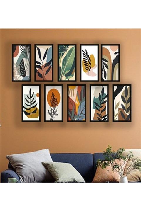 OneMina 10 Parça Çerçeve Görünümlü Mdf Tablo Seti 60x40 Cm Set128