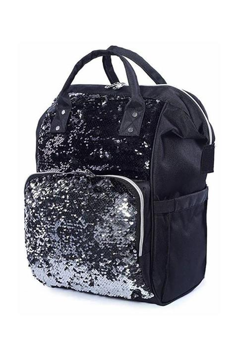 Resmo Bebek Atta Çantası, Anne Bebek Bakım Çantası - Siyah Pullu