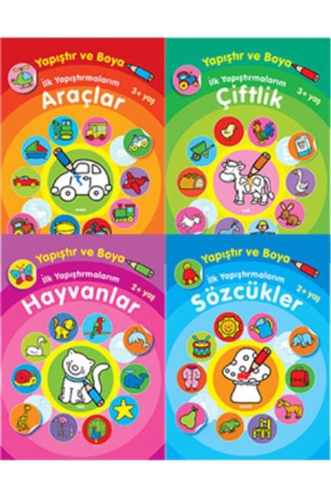 Parıltı Yayınları Boyama ve Çıkartma Kitapları Yapıştır ve Boya - Ilk Yapıştırmalarım 4 Kitap Seti