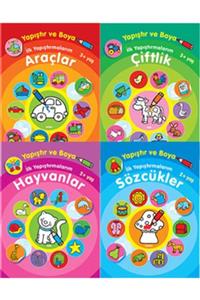 Parıltı Yayınları Boyama ve Çıkartma Kitapları Yapıştır ve Boya - Ilk Yapıştırmalarım 4 Kitap Seti